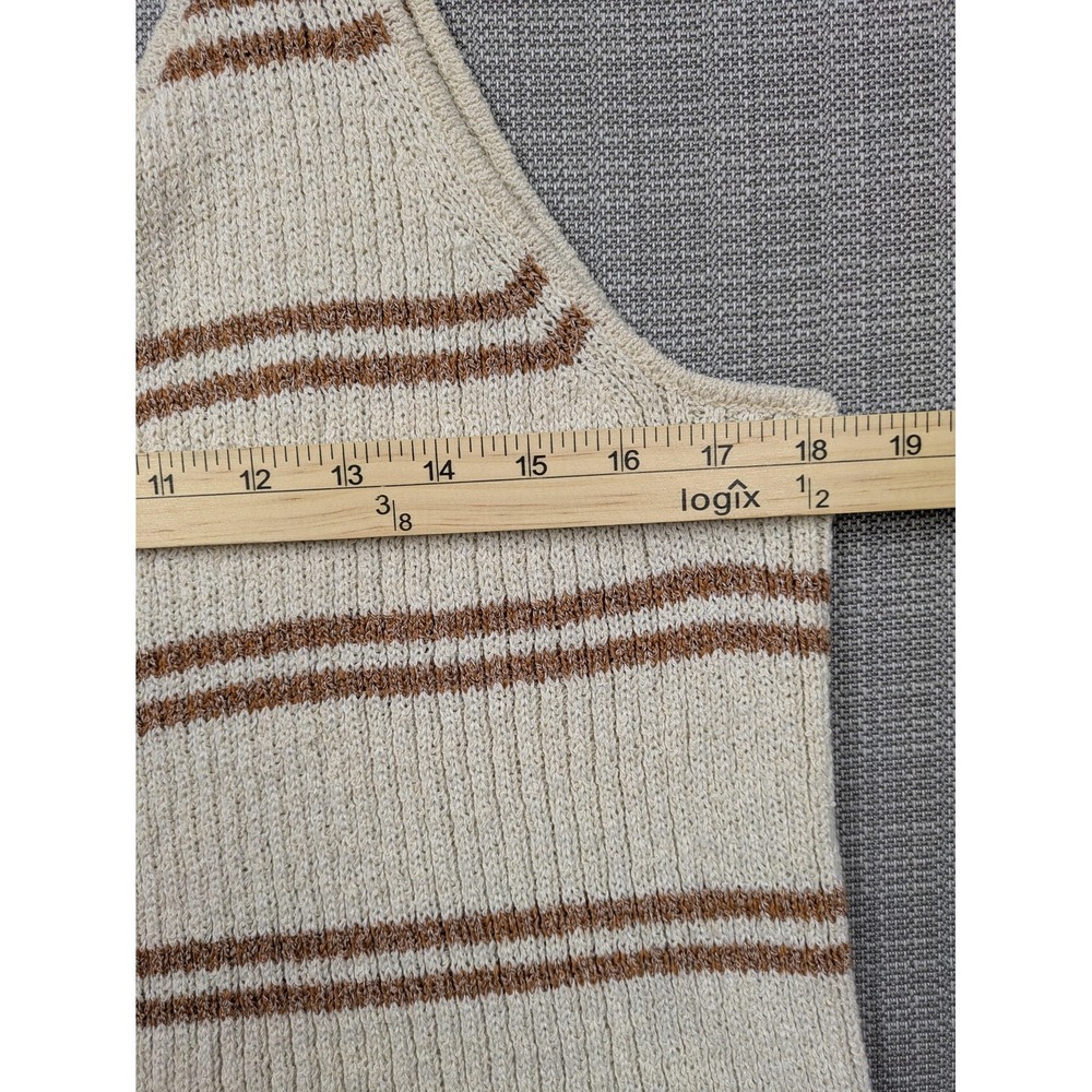 The General Good Sweater Vest Womens XXL White Brown Stripe Knit Boho - Picture 7 of 8